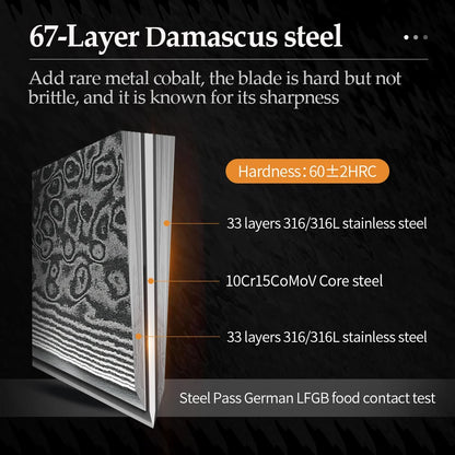 XINZUO 5.8 Inches Bunka Knife 67 Layers Damascus Steel Stainless Steel Ergonomically Designed Handle With Delicate Gift Box