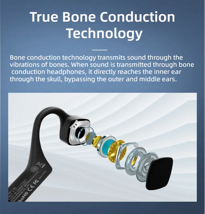 Open Ear Bone Conduction Headphones with dual microphone Wireless Bluetooth Headphone with Mic Headset for work/business/Cycling
