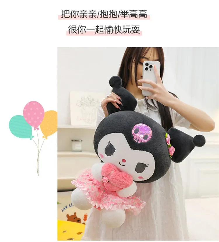 60cm Sanrio Kuromi Melody Hello Kitty Plush Toy Kawaii Cartoon Big Size KT Cat Plush Doll Soft Stuffed Pillow Kids Birthday Gift