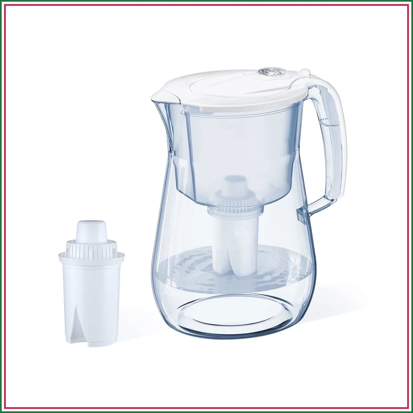 12 Cup Water Filter Pitcher with B15 Filter, Reduces Chlorine & Heavy Metals, Fast Flow, BPA-Free, Dishwasher Safe, White