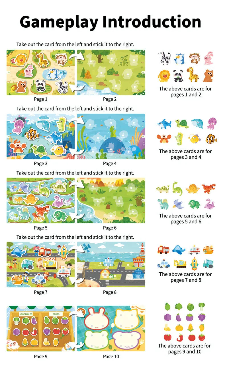 Busy Book for Kids Quiet Book Sticker Montessori Early Educational Toy Toddlers Matching Puzzles Game Baby Learning Toys Gifts