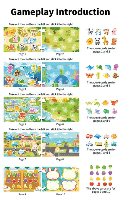 Busy Book for Kids Quiet Book Sticker Montessori Early Educational Toy Toddlers Matching Puzzles Game Baby Learning Toys Gifts