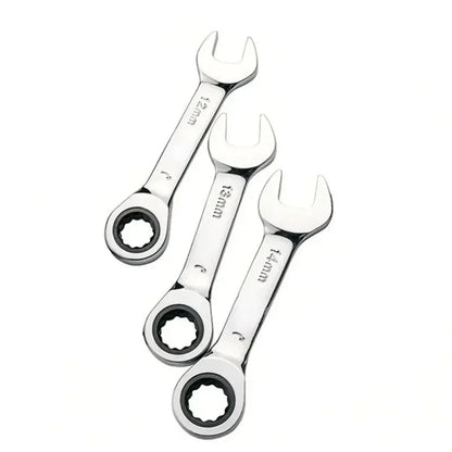 1Set 6mm-19mm Reversible Combination Stubby Single Wrench Stubby Combination 72 Tooth Ratchet Socket Spanner Nut Repair Tools