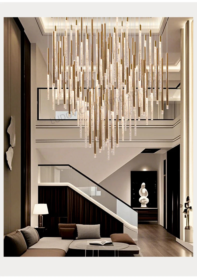 Hotel lobby LED Chandelier Luxury Villa hall Living room Crystal Chandeliers Customable High Ceilings Chandelier