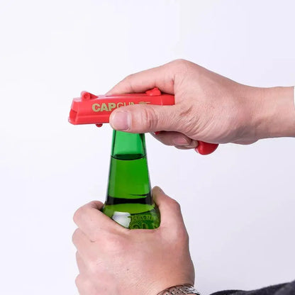 Creative Beer Bottle Opener Spring Cap Catapult Launcher Gun Shape Bar Tool Drink Opening Shooter Can Opener Kitchen Gadget Tool