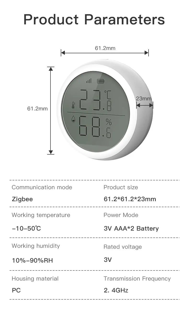 Temperature and Humidity Sensor With LCD for ZigBee Smart life APP Google Alexa Voice Control Support Multi-mode Gateway Option