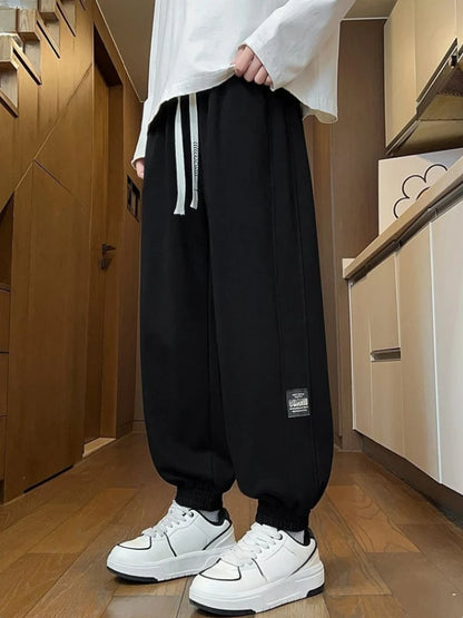 Men Summer Loose Joggers Casual Streetwear Sweatpants Elastic Cuff Trousers Trendy Versatile Sports Pants