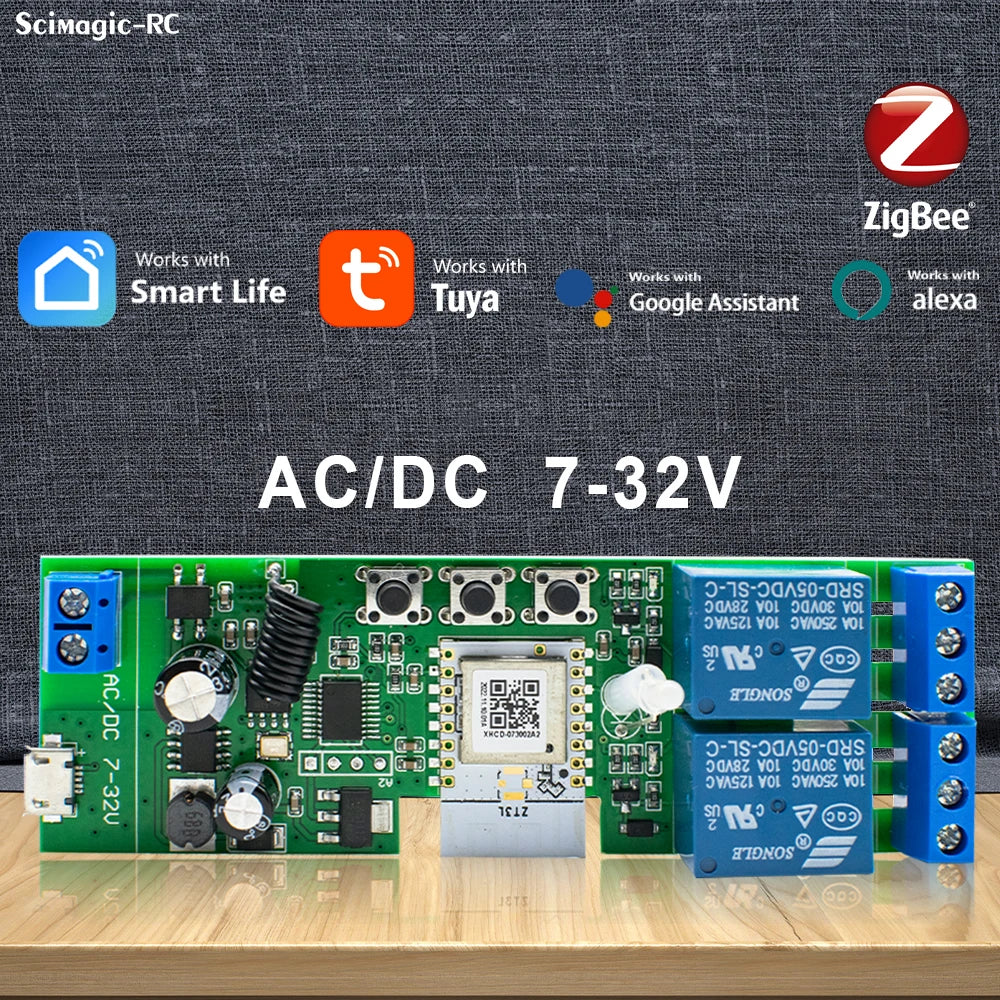 Alexa Smart Switch Zigbee Smart Home 2/1 Channels 220V 7-32V 85-250V 10A Relay Module Work With Alexa/Google Assistant
