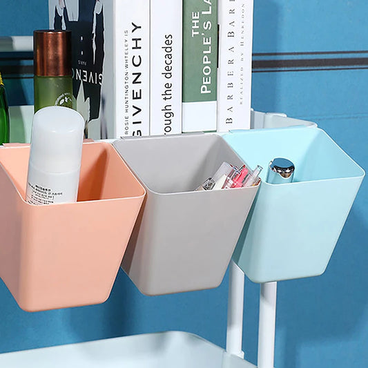 Plastic Hanging Storage Buckets For Trolley Portable Bedside Hanging Basket Household Back-mounted Kitchen Hanging Basket