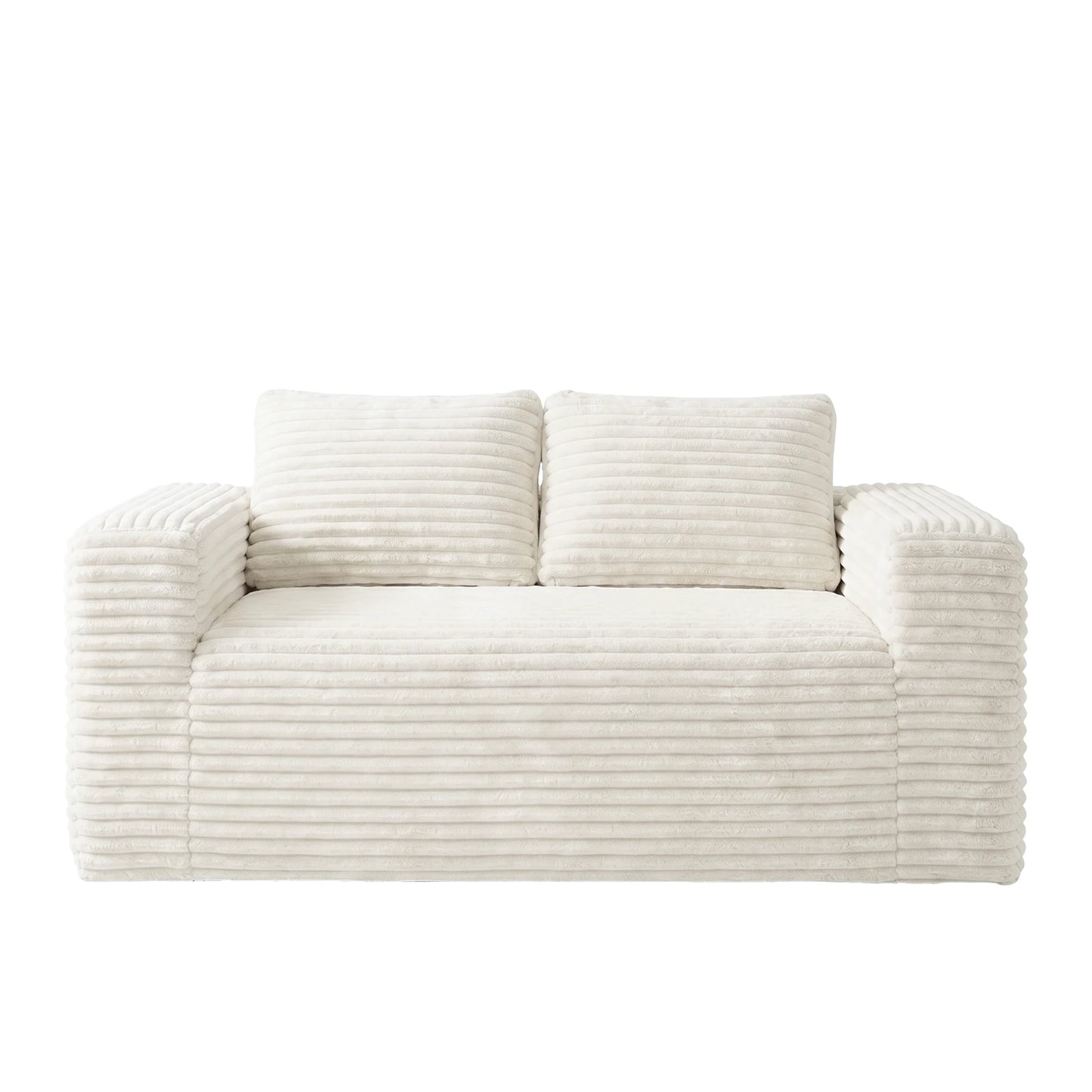 Boneless deep seat loveseat no assembly required foam base sofa plush corduroy fabric modern living room sofa for bedroom office