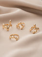 4PCS Hip Hop Fashion Geometric Water Drop Shape Women's Ring Set Music Festival Ball Jewelry