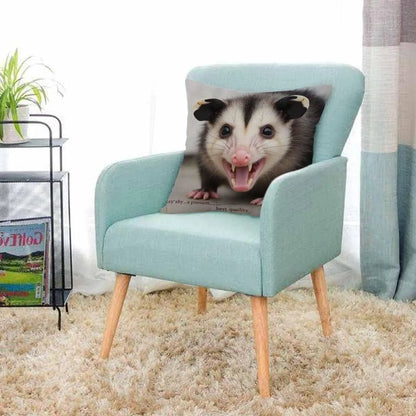 Funny Opossum Pillow Cover, Cute Animal Cushion Case, Wild Animal Decor, Unique Gift for Animal Lovers