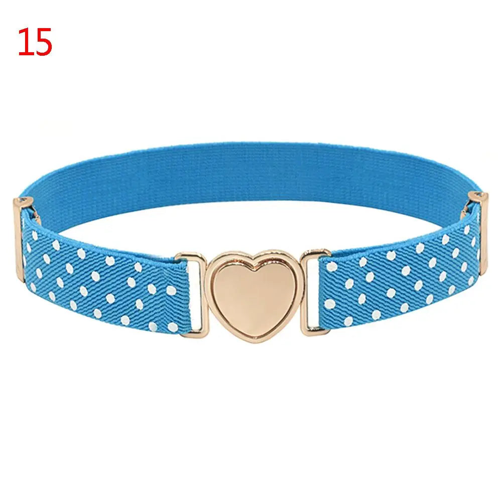 2022 Children Stretch Belts Girls Multicolor Adjustable Elastic Waist Belts with Heart Shape Buckle Waistband Accessories