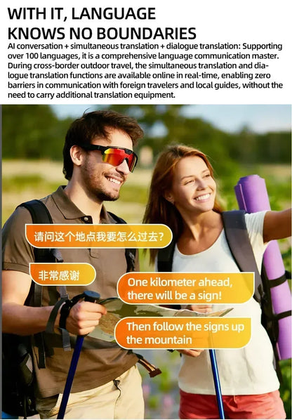 2026 Cycling Glasses with 800W HD Camera UV Protection Voice Assistant AI Translation Bluetooth Wireless Calling Cycling Glasses