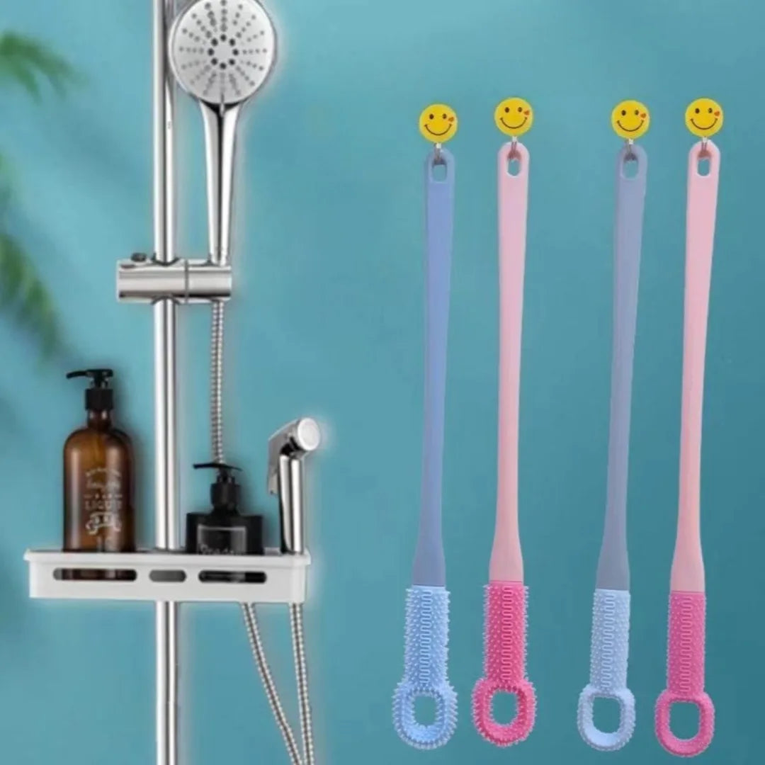 1pc Comfort Silicone Brush Long Handle Hand Brush Long Haired Toe Seam Soft Rubber Toe Gap Brush Daily Shower Foot Care Tools