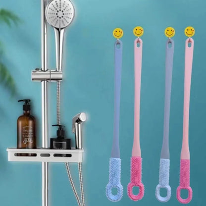 1pc Comfort Silicone Brush Long Handle Hand Brush Long Haired Toe Seam Soft Rubber Toe Gap Brush Daily Shower Foot Care Tools