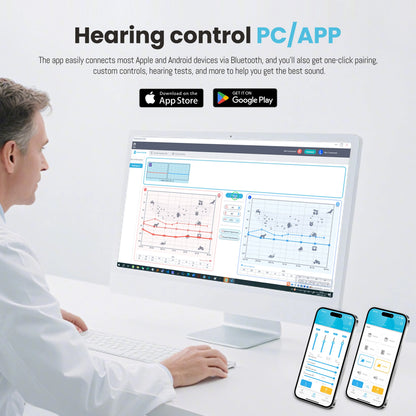 16 Channel Bluetooth Hearing Aids Rechargeable Digital BTE Hearing Aid Noise Cancelling for Seniors Adults