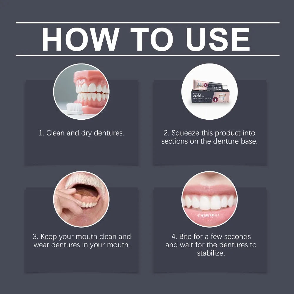 Comfort Denture Adhesives Glue Teeth Care Thermoplastic Denture Silicone Reline Kit Adhesive Cushion Friction Fixed Dentures.
