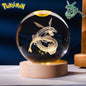 6CM Pokemon 3D Crystal Ball Figure Toy Anime Gengar Rayquaza Pikachu Lugia Vaporeon Glass Ball Model Night Light Room Decoration