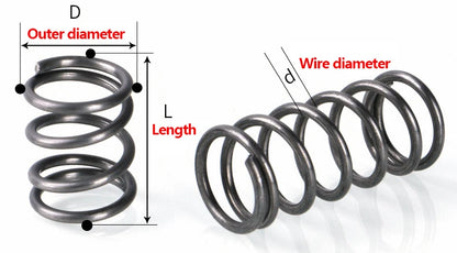 10 sztuk/partia Micro Mała Sprężyna Ściskana 0,5mm/0,6mm/0,7mm Średnica Zewnętrzna 4-12mm Długość 5mm do 50mm Naprawa Narzędzi Chirurgicznych i Elektroniki
