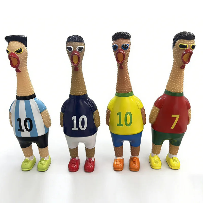 Football star jerseys screaming chicken toys, funny squeezers, decompression toys for World Cup parties.