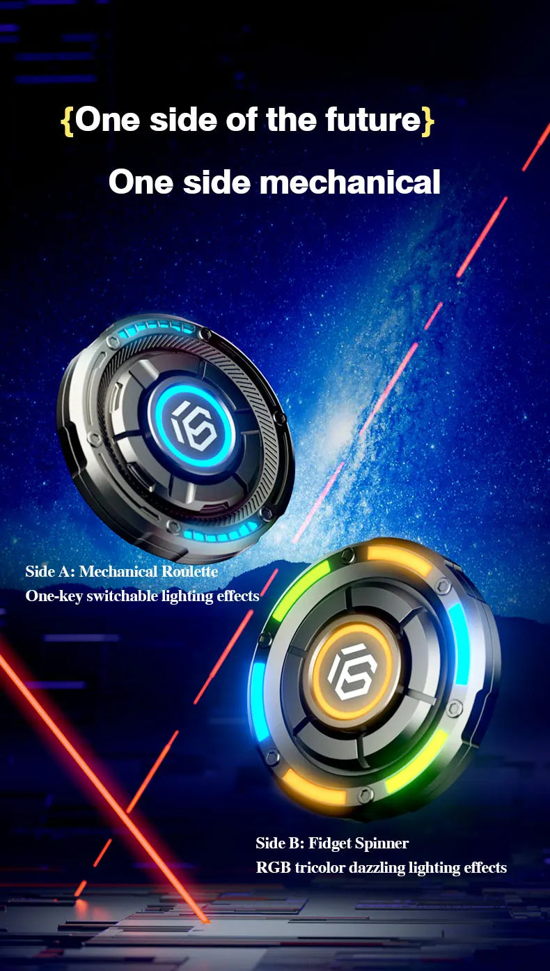 Metal EDC fidget spinner rotatable with luminous effect mechanical card-pushing function It's a stress-relieving toy Gifts  boys