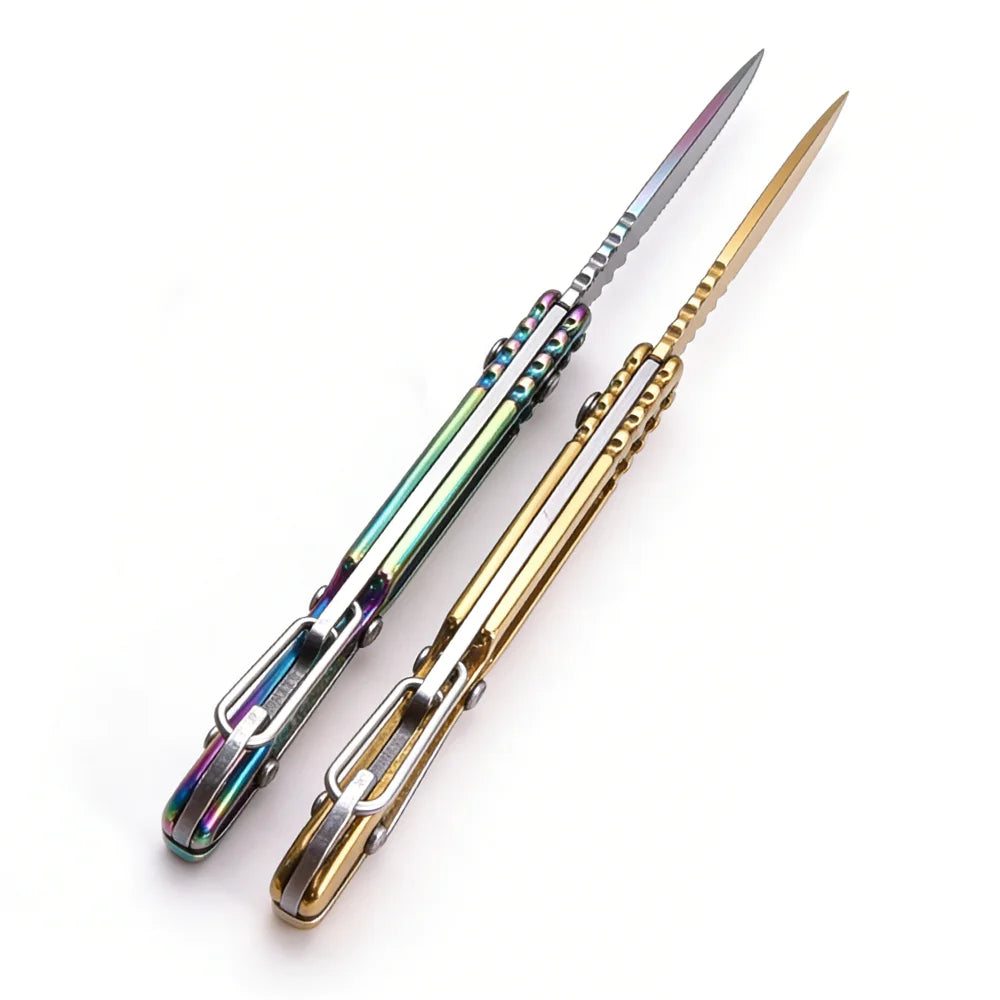 Folding Pocket Knife Portable Stainless Steel Fruit Knife with Non-slip Handle Outdoor Survival Hunting Camping Household Tools