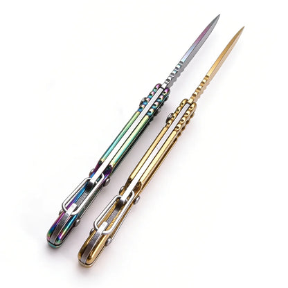 Folding Pocket Knife Portable Stainless Steel Fruit Knife with Non-slip Handle Outdoor Survival Hunting Camping Household Tools