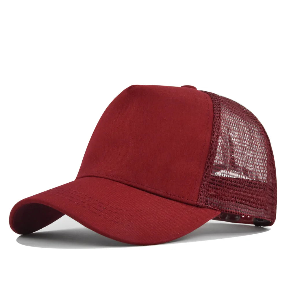 Customized Printed Logo Five Piece Baseball Caps Solid Color Mesh Breathable Sun Shading And Sun Protection Duck Tongue Hats