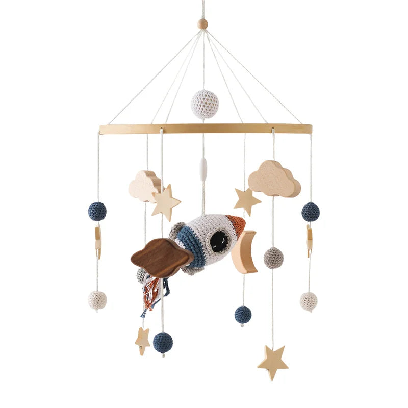 Baby Mobile Crib Bed Bell Musical Rattles Toys Soft Felt Cartoon Animal for Infants Nursery Mobiles Forest Animals Crib Toys