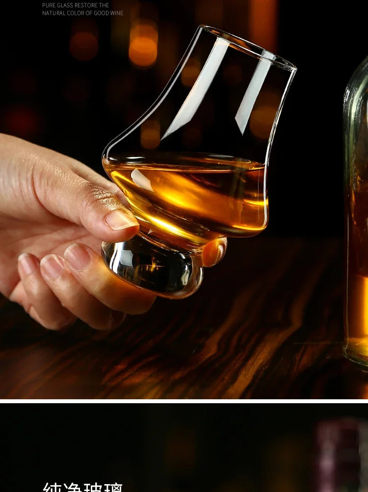 Crystal Whiskey Glass Handmade Tulip Design Big Belly Cognac Tasting Cup For Scotch Bourbon Barware Home Bar Gift Set