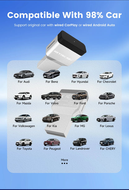 HEYINCAR New 3.0 Mini Wireless Carplay Android Auto Adapter Plug And Play Ai Box For VW Toyota Nissan Honda Benz Ford-More