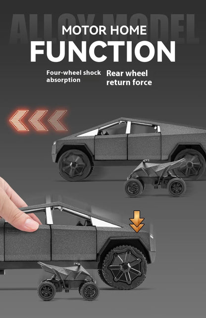 Cyber Truck Pickup Trailer RV Metal Alloy Toy Car Model Die-Casting Off-Road Vehicle Men's Gift Collection Truck Ornaments