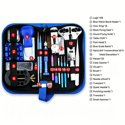 Watch Repair Tool Kit 212-Piece Metal Case Disassembly Battery Replacement Combination Watchmaker's Tool Set Band Adjuster Tools