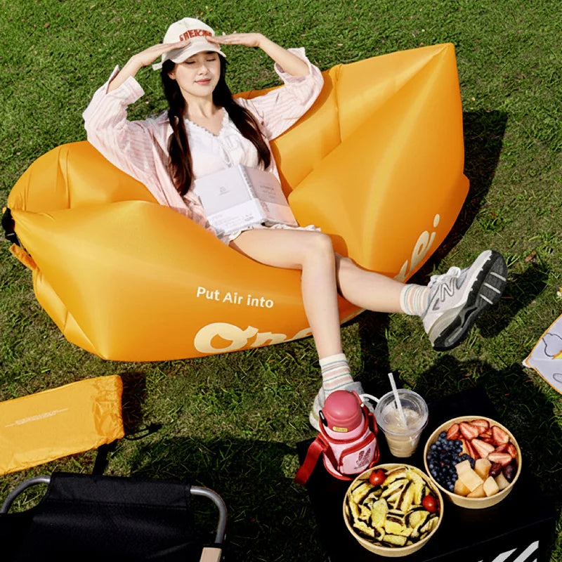 Portable Inflatable Sofa Air Lounger Lazy Couch for Outdoor Camping Hiking Beach Music Festival Travel Picnic Backyard Waterproo