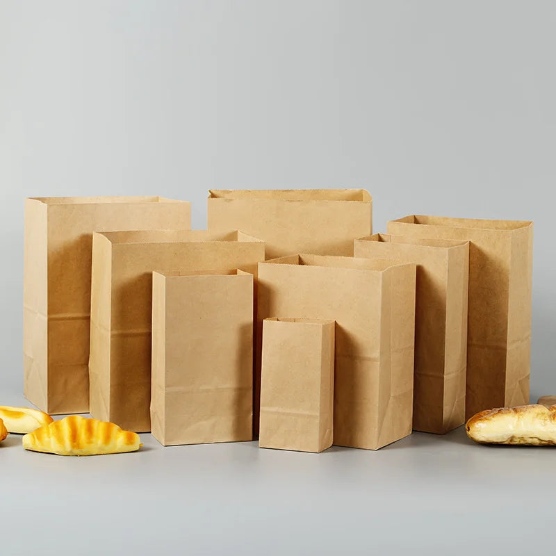 Wholesale Kraft Paper Bags Food Small Gift Sandwich Bread bag Hamburger Baking Takeaway Pouches Lunch Grocery Packaging Bag