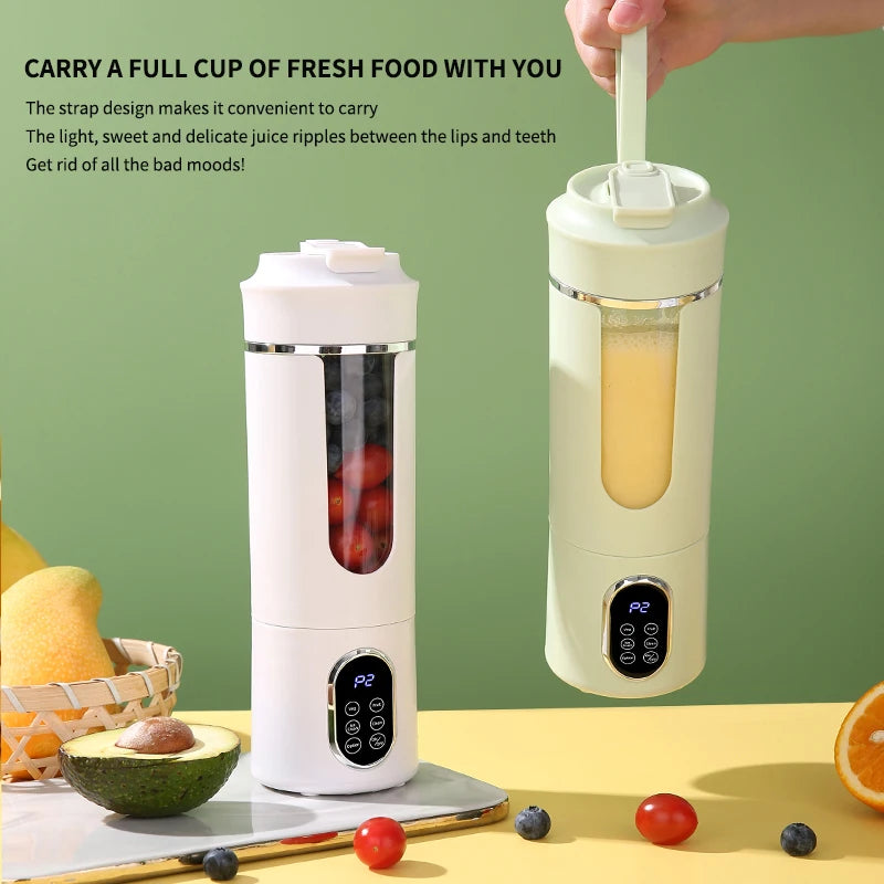 New 530ml Portable Juicer Wireless USB Charging Crushed Ice Electric Juicing 12 Blade 4 Gears 7.4V Mini Fresh Juice Blender