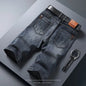 2026 Summer Thin Men's Jeans Shorts Cotton Straight Casual Baggy Knee Pants Trendy Work Cargo Bermuda Mid-Length Denim Jorts Man