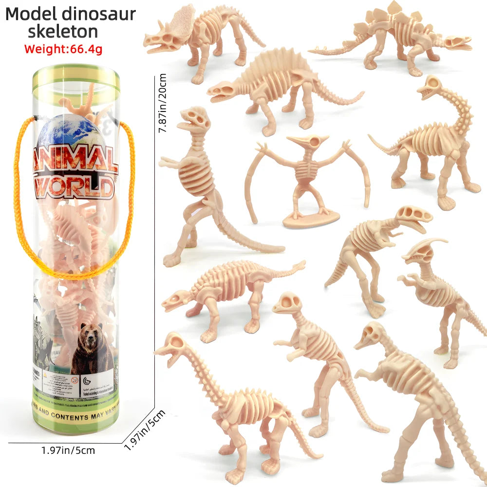 12pcs/set Dinosaur skeleton model Toys Fossil Skeleton Simulation Model Set Mini Action Figure for Children Birthday Gifts