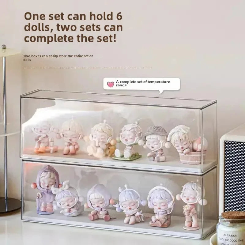 Acrylic Action Figure Display Case Transparent Doll Storage Box Toy Organizer Rack for Collectible Showcase Cabinet