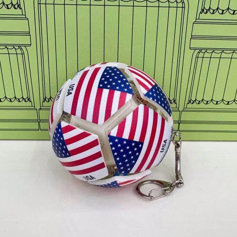 Soccer Keychain Fidget Toy Stress Relief Pendant for Fan Portable Decompression Ball with Gift Box Multi-National Team Souvenir