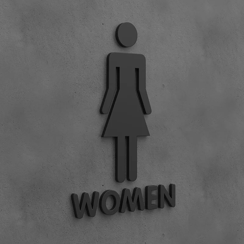 Matte Black Gold Toilet Sign Plate Acrylic 3D Wash Room Door Wall Label Sticker Wc BathRoom Signage Board Art Hotel Home Decor