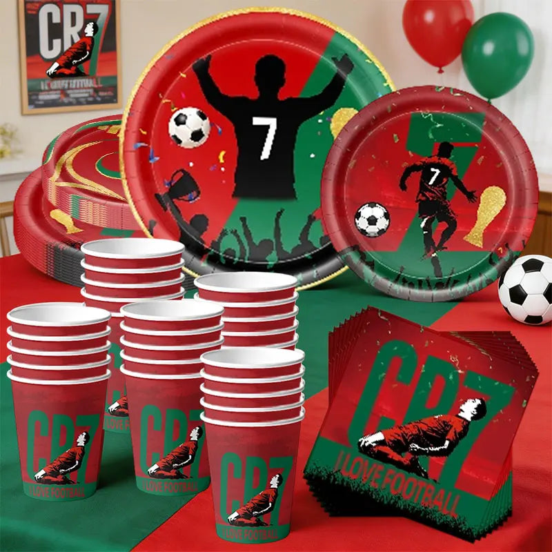 Soccer Birthday Party Supplies Football Theme  Birthday Party Decoration Cotillon Birthday CR7 Soccer Plate Cups Balloons Supply