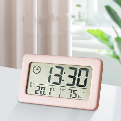 Mini Digital Clock Temperature Humidity Portable Watch Clock Thermometer Hygrometer 12/24 Hours Battery Powered Clock Home Table