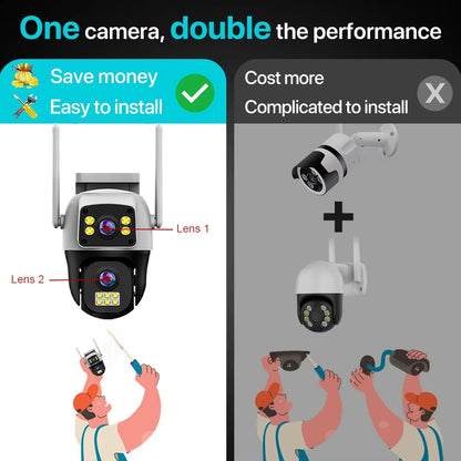 V380Pro 8MP 4G WiFi Dual Lens Dual Screen PTZ Camera IP66 Waterproof Human Detection Security Cam