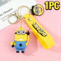 1/3/7/14PCS New Popular Anime Minions Keychain Cartoon PVC Children Toy Gift Cute Key Ring School Bag Pendant Car Key Chain
