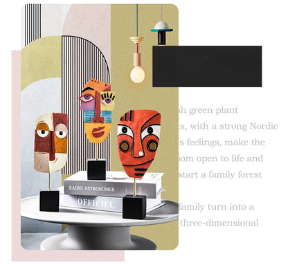 Abstract Facial Art Ornaments INS Nordic Style Home Resin Crafts Creative Living Room Wine Cabinet Decoration and Decoration
