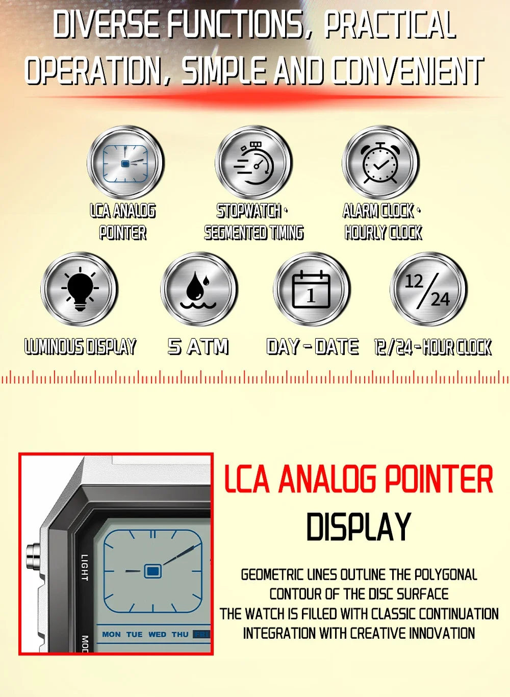 SANDA 6307 Casual Men's LED Electronic Watch Waterproof Sports Alarm Clock Multi functional Student Fashion Electronic Watch