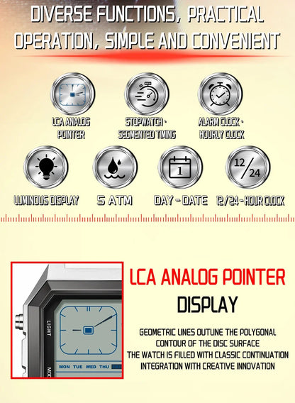 SANDA 6307 Casual Men's LED Electronic Watch Waterproof Sports Alarm Clock Multi functional Student Fashion Electronic Watch