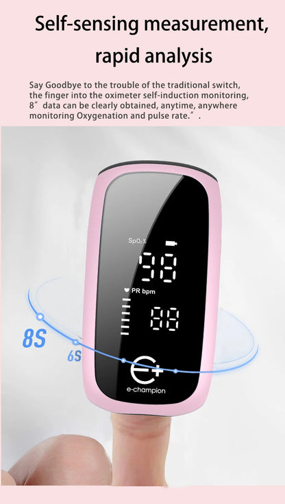 Rechargeable Medical Oximeter Strap Lanyard Fingertip Pulse Oximeter Blood Oxygen Saturation Monitor Digital LED Display Child